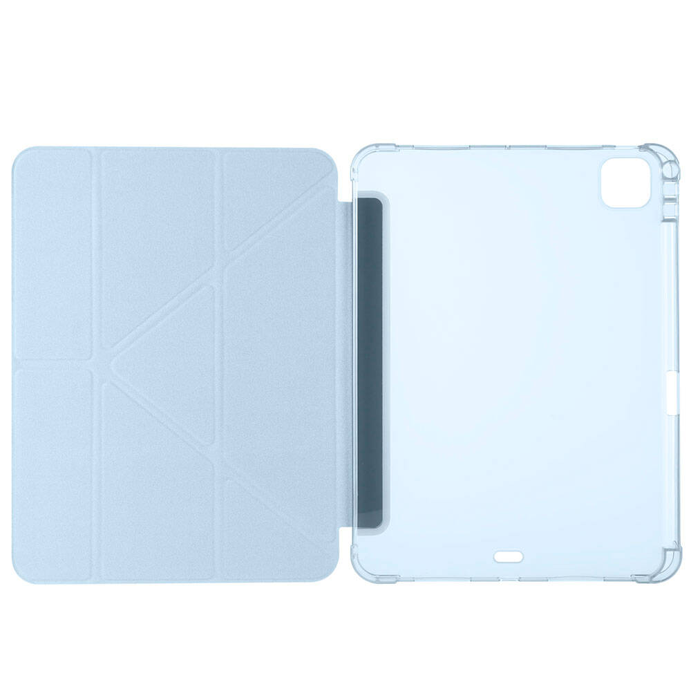 Apple iPad Pro 11 2024 Kılıf Tri Folding Kalem Bölmeli Standlı Kılıf Gri