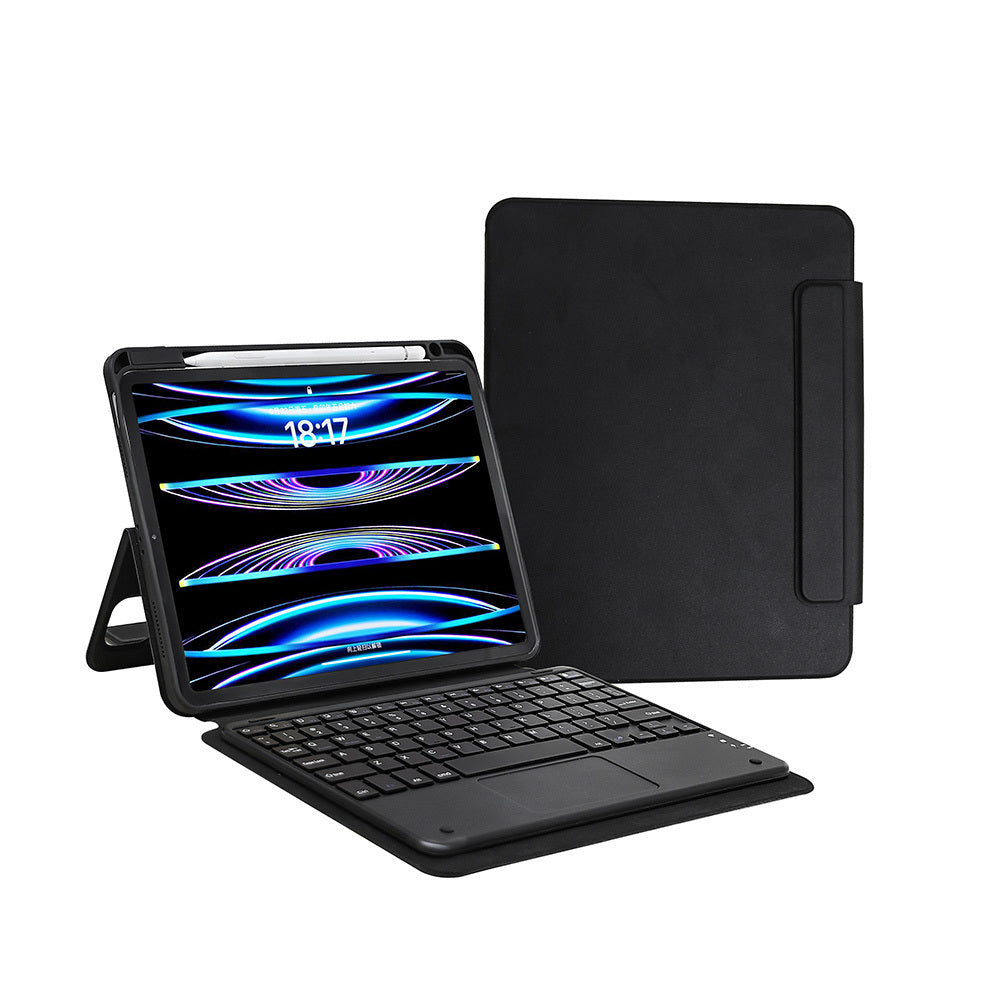 Apple iPad Pro 11 2024 Border Keyboard Bluetooh Bağlantılı Standlı Klavyeli Tablet Kılıfı Siyah