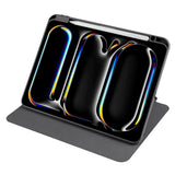 Apple iPad Pro 11 2025 M5 Kılıf Termik Kalem Bölmeli Dönebilen Standlı Kılıf Siyah