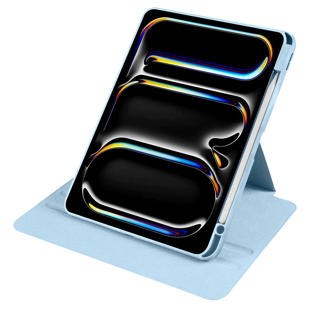 Apple iPad Pro 11 2025 M5 Kılıf Termik Kalem Bölmeli Dönebilen Standlı Kılıf Mavi