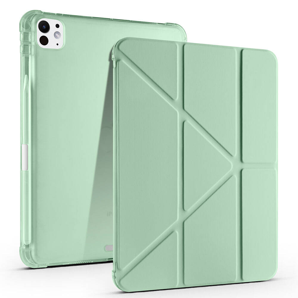 Apple iPad Pro 11 2025 M5 Kılıf Tri Folding Kalem Bölmeli Standlı Kılıf Yeşil