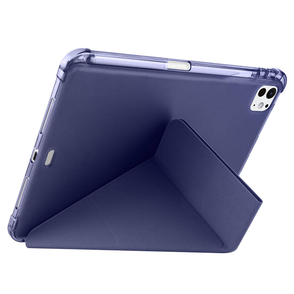 Apple iPad Pro 11 2025 M5 Kılıf Tri Folding Kalem Bölmeli Standlı Kılıf Lacivert