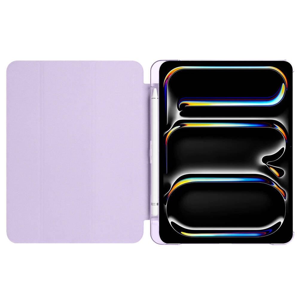 Apple iPad Pro 11 2025 M5 Smart Cover Kalem Bölmeli Standlı 1-1 Kılıf Pembe Koyu