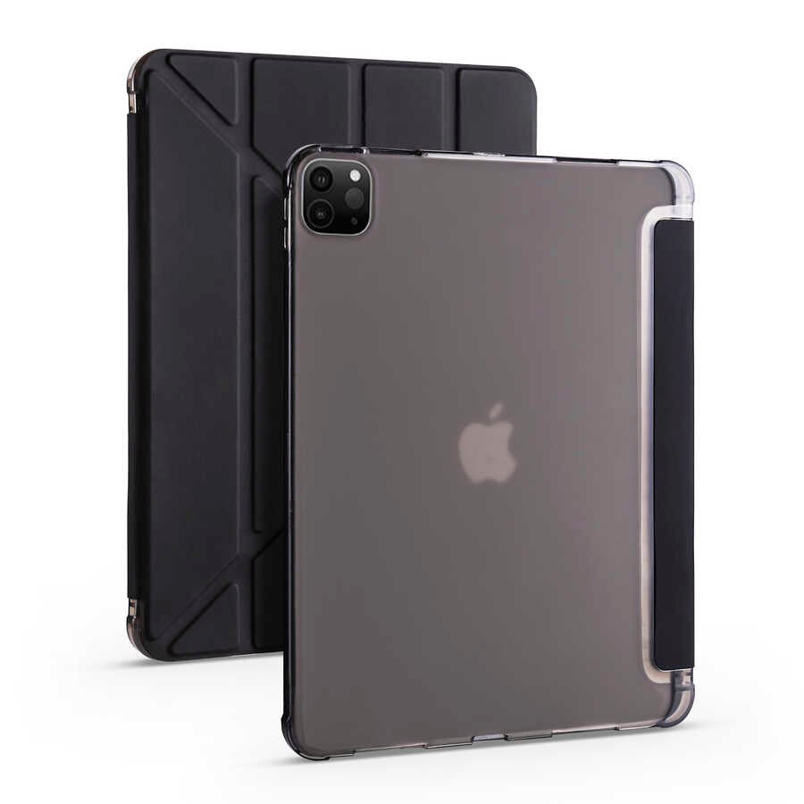 Apple iPad Pro 12.9 2020 (4.Nesil) Kılıf Tri Folding Kalem Bölmeli Standlı Kılıf Açık Yeşil