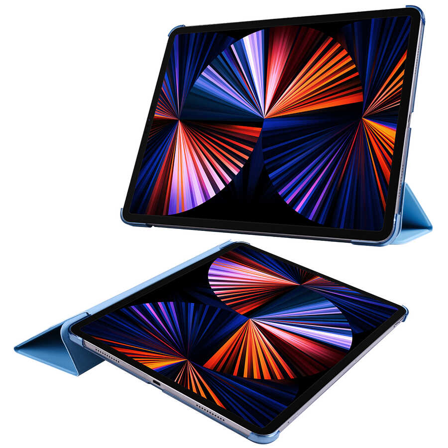 Apple iPad Pro 12.9 2020 (4.Nesil) Smart Cover Standlı 1-1 Kılıf Pembe