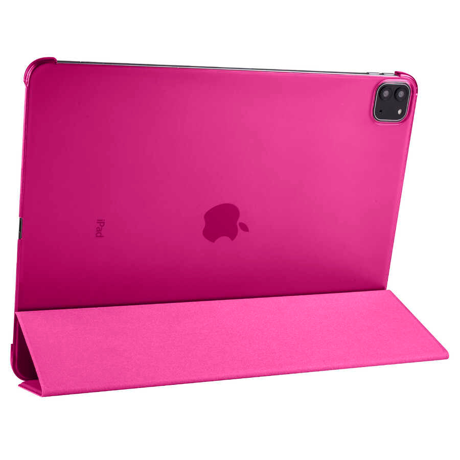 Apple iPad Pro 12.9 2020 (4.Nesil) Smart Cover Standlı 1-1 Kılıf Pembe
