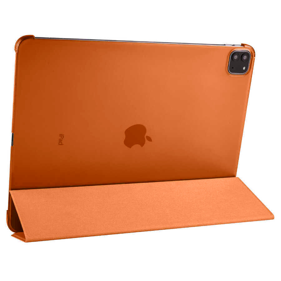 Apple iPad Pro 12.9 2020 (4.Nesil) Smart Cover Standlı 1-1 Kılıf Turuncu