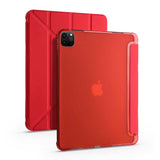 Apple iPad Pro 12.9 2021 (5.Nesil) Kılıf Tri Folding Kalem Bölmeli Standlı Kılıf Kırmızı