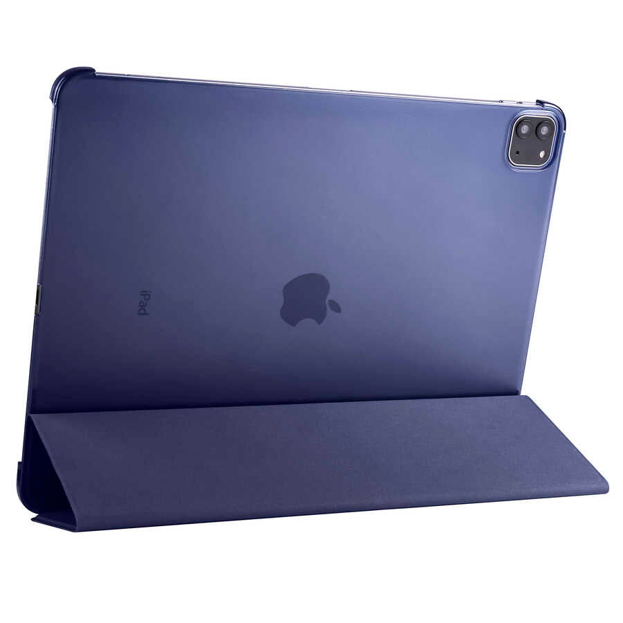 Apple iPad Pro 12.9 2021 (5.Nesil) Smart Cover Standlı 1-1 Kılıf Lacivert