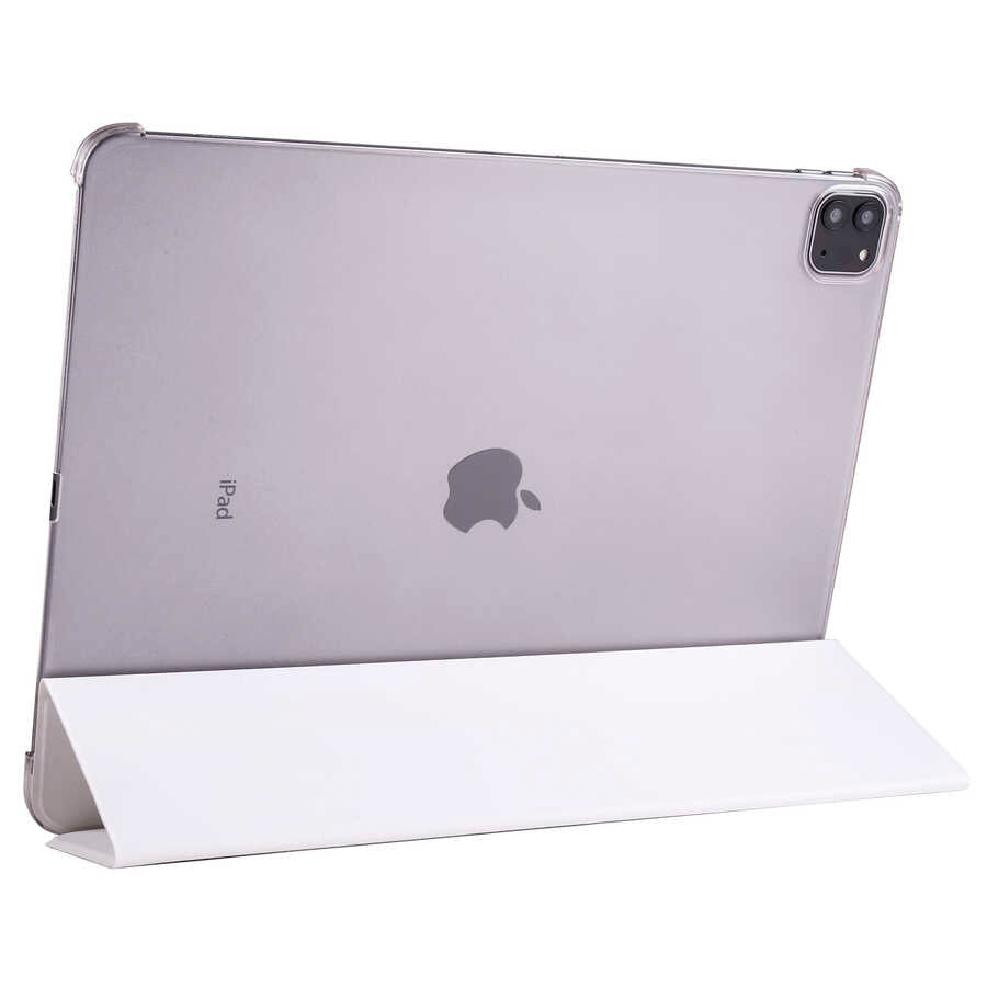 Apple iPad Pro 12.9 2021 (5.Nesil) Smart Cover Standlı 1-1 Kılıf Beyaz