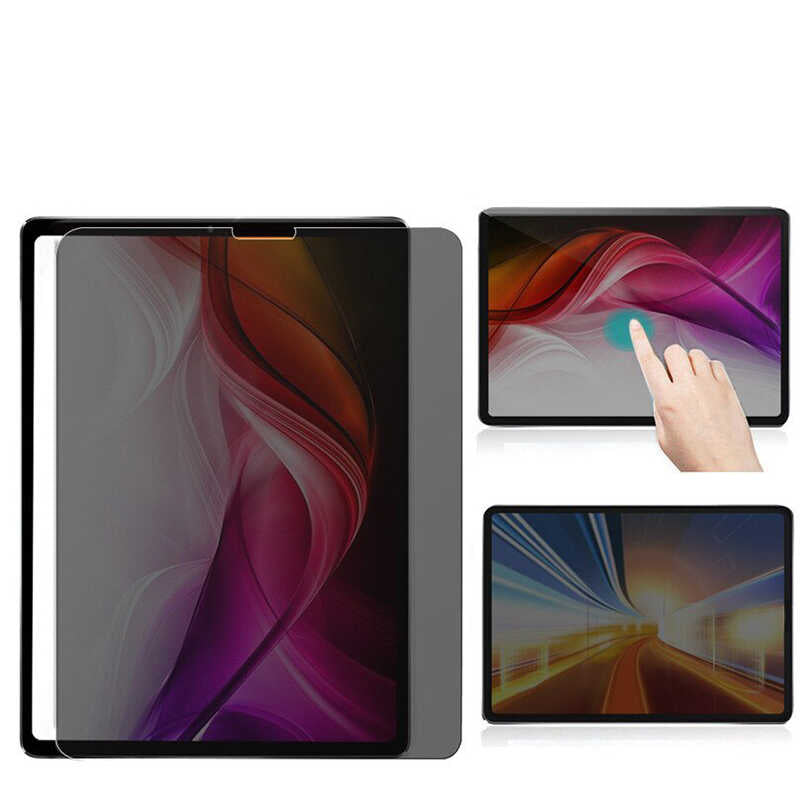Apple iPad Pro 12.9 2021 (5.Nesil) Tablet Privacy Temperli Cam Ekran Koruyucu Siyah