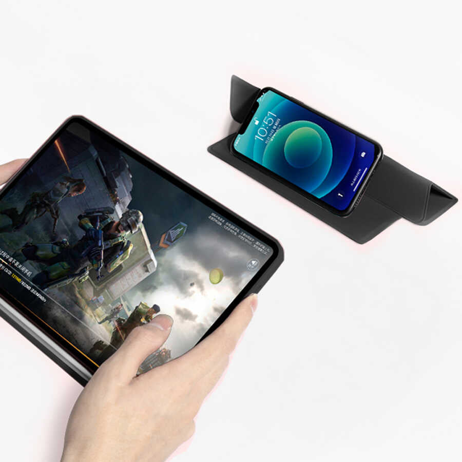 Apple iPad Pro 12.9 2022 M2 Kılıf Nort Arkası Şeffaf Standlı Kılıf Siyah