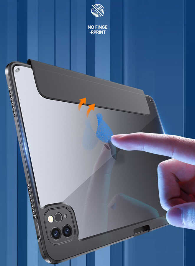 Apple iPad Pro 12.9 2022 M2 Kılıf Nort Arkası Şeffaf Standlı Kılıf Siyah