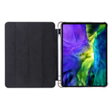 Apple iPad Pro 12.9 2022 M2 Kılıf Tri Folding Kalem Bölmeli Standlı Kılıf Koyu Yeşil