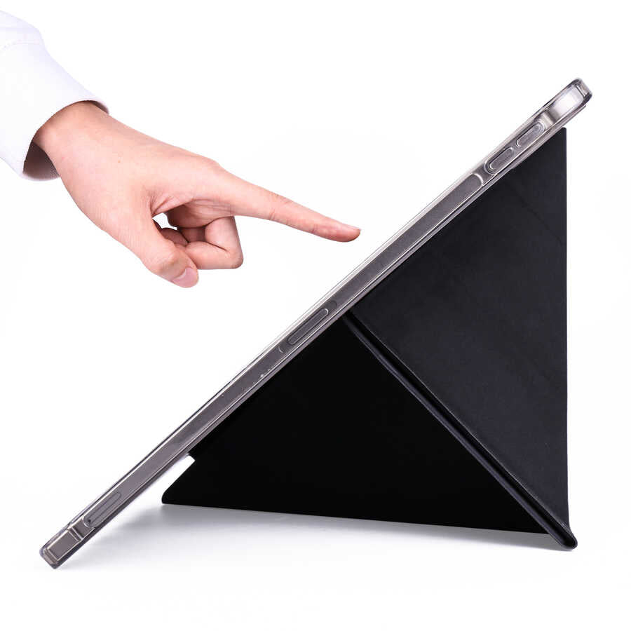 Apple iPad Pro 12.9 2022 M2 Kılıf Tri Folding Kalem Bölmeli Standlı Kılıf Rose Gold