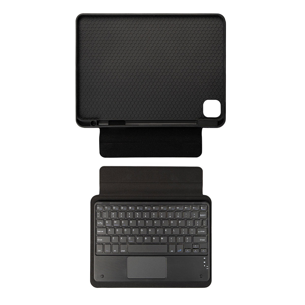 Apple iPad Pro 12.9 2022 M2 Border Keyboard Bluetooh Bağlantılı Standlı Klavyeli Tablet Kılıfı Siyah
