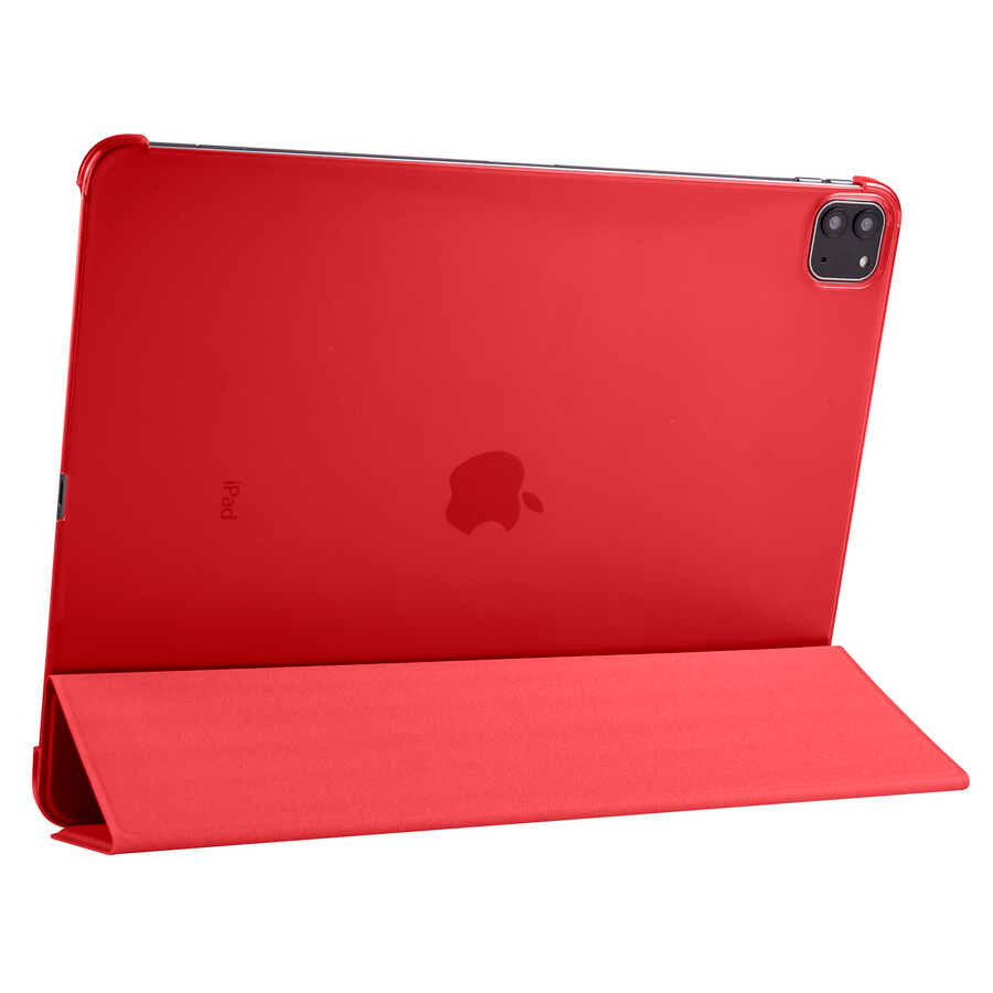 Apple iPad Pro 12.9 2022 M2 Smart Cover Standlı 1-1 Kılıf Kırmızı
