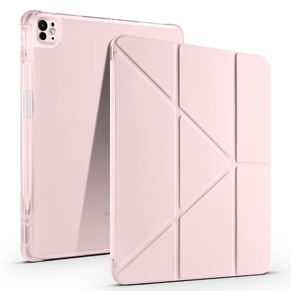 Apple iPad Pro 13 2024 Kılıf Zore Tri Folding Kalem Bölmeli Standlı Kılıf Rose Gold