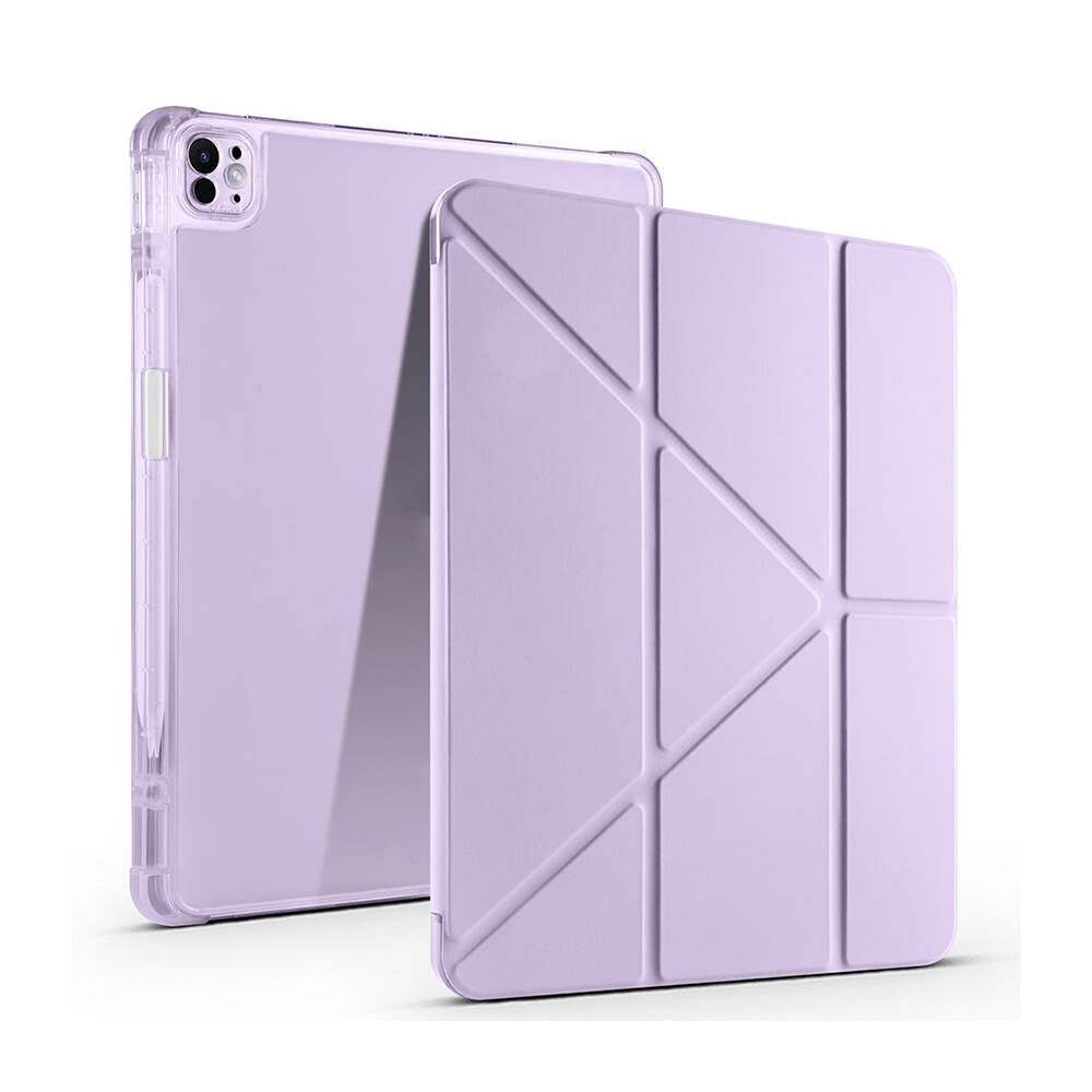 Apple iPad Pro 13 2024 Kılıf Zore Tri Folding Kalem Bölmeli Standlı Kılıf Lila