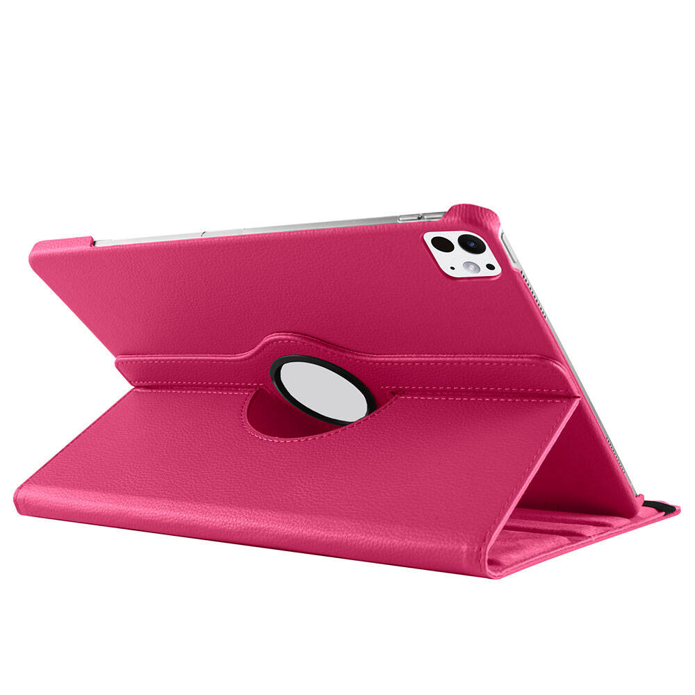 Apple iPad Pro 13 2024 Zore Dönebilen Standlı Kılıf Pembe Koyu
