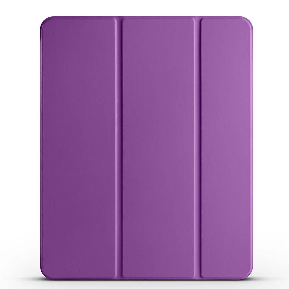 Apple iPad Pro 13 2024 Smart Cover Kalem Bölmeli Standlı 1-1 Kılıf Mor