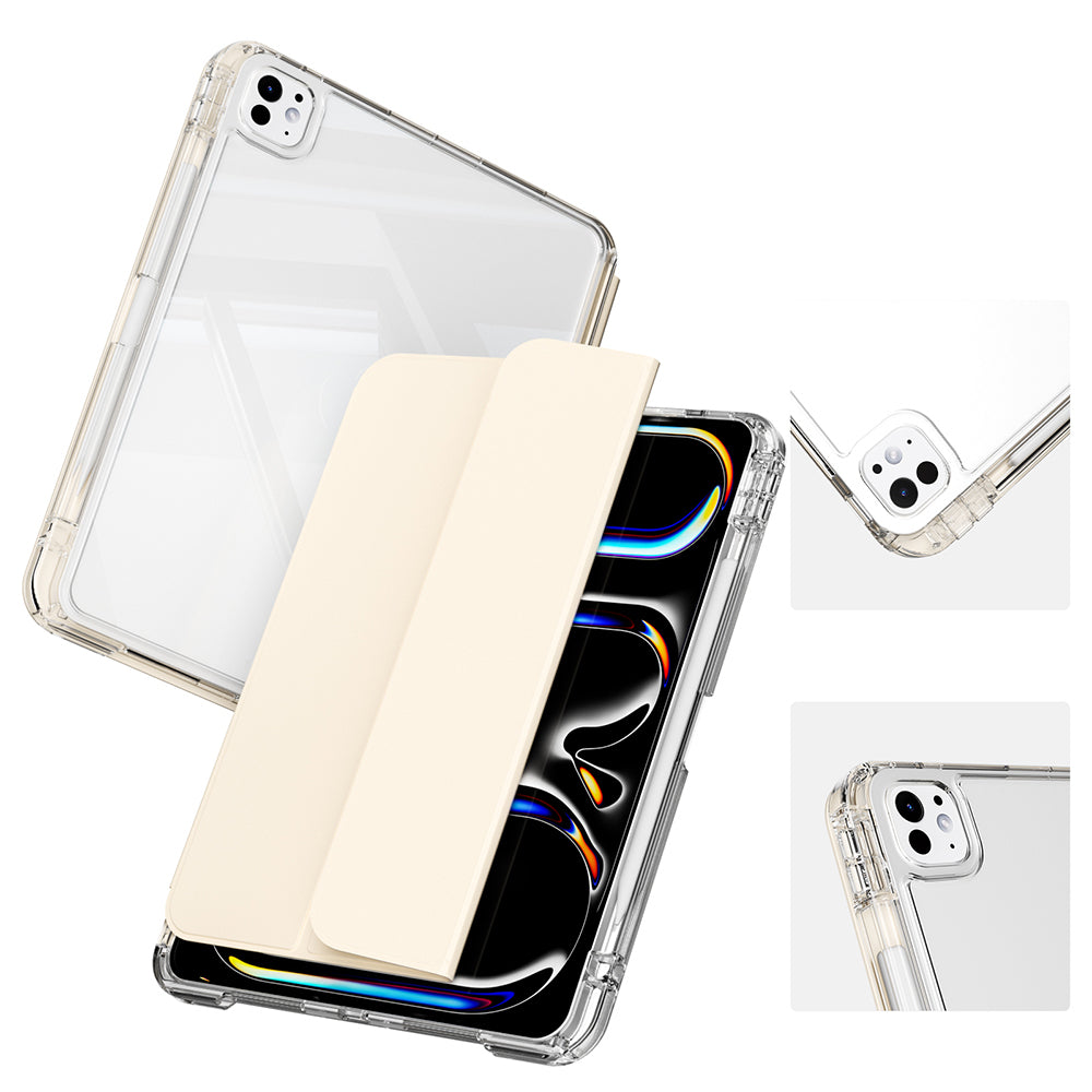 Apple iPad Pro 13 2025 M5 Kılıf Magnetik Ayrılabilen Airbagli Zore Sliding Tablet Kılıfı Açık Yeşil