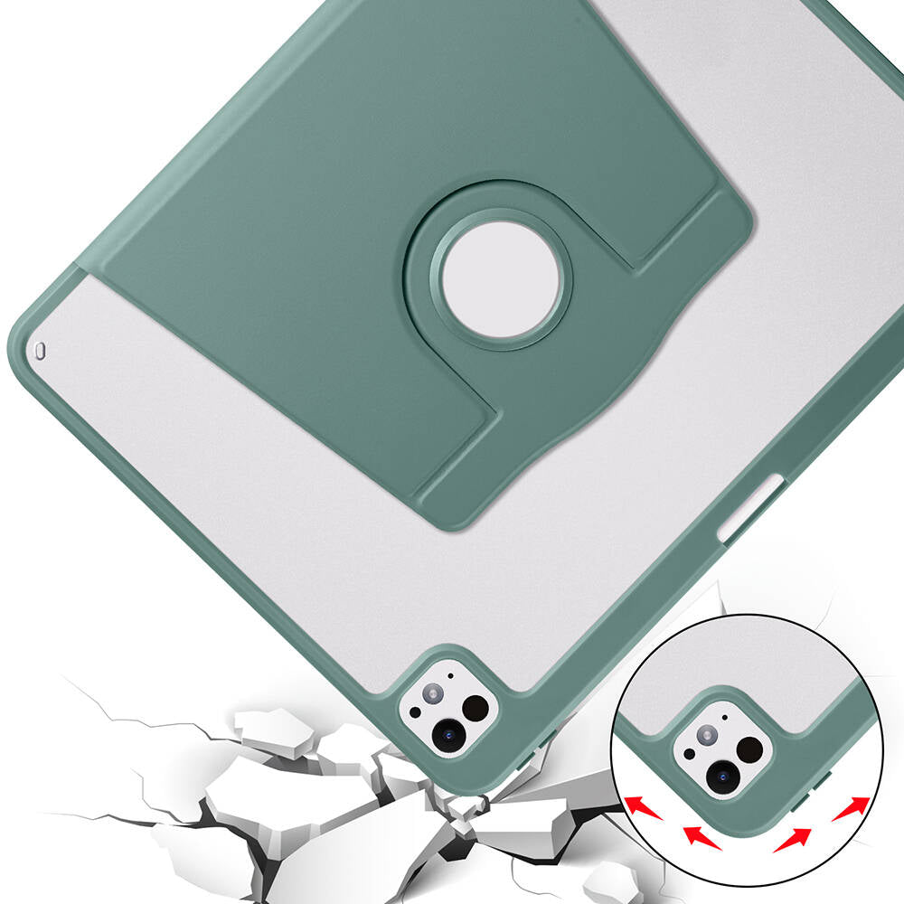 Apple iPad Pro 13 2025 M5 Kılıf Zore Termik Kalem Bölmeli Dönebilen Standlı Kılıf Gri