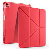 Apple iPad Pro 13 2025 M5 Kılıf Zore Tri Folding Kalem Bölmeli Standlı Kılıf Kırmızı