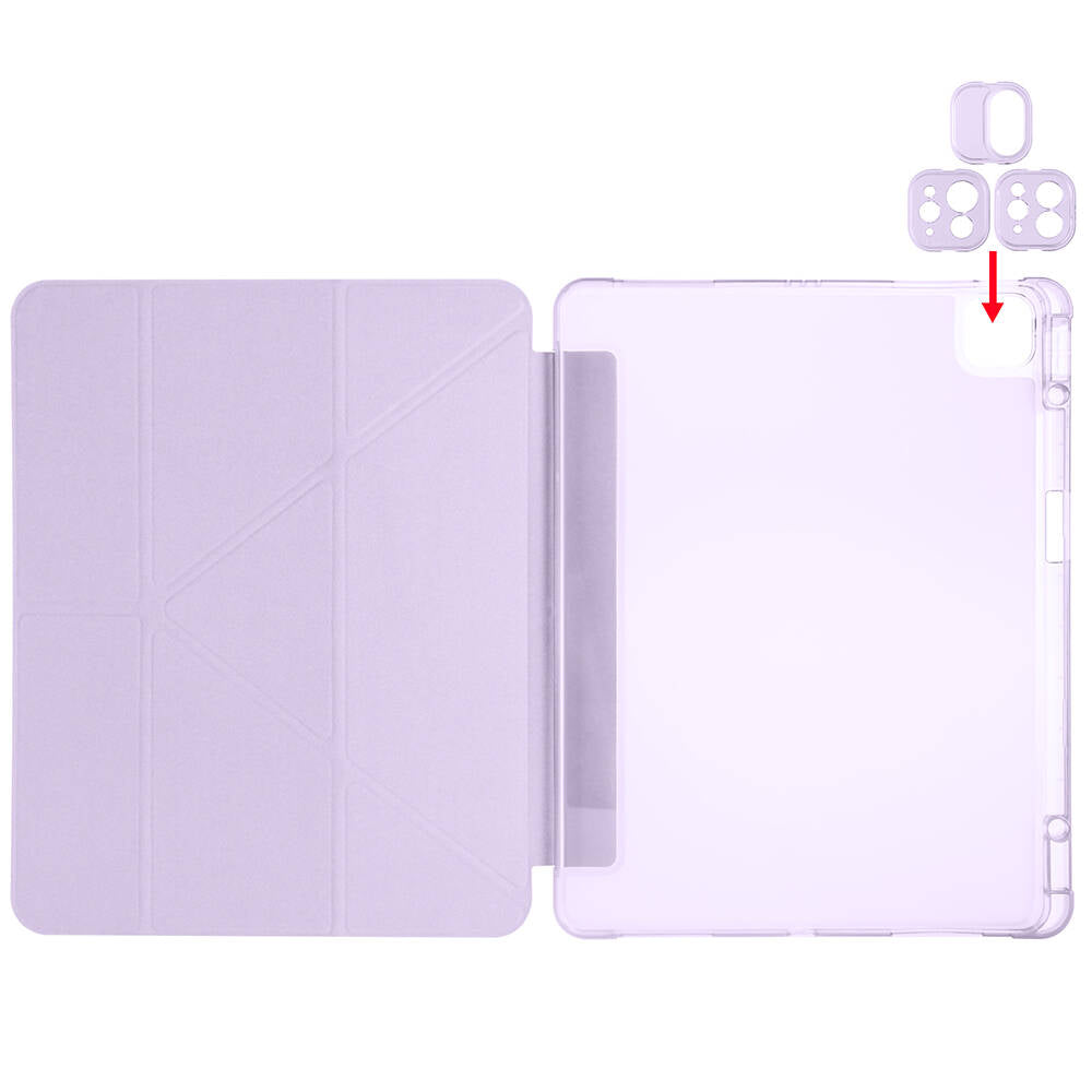 Apple iPad Pro 13 2025 M5 Kılıf Zore Tri Folding Kalem Bölmeli Standlı Kılıf Mor