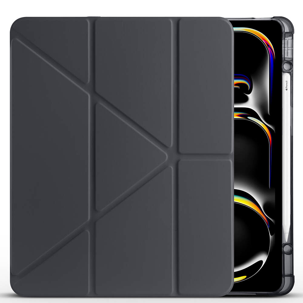 Apple iPad Pro 13 2025 M5 Kılıf Zore Tri Folding Kalem Bölmeli Standlı Kılıf Mürdüm