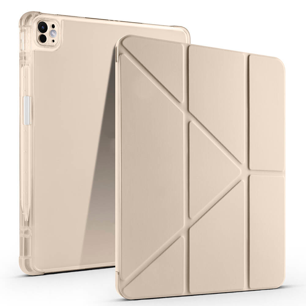 Apple iPad Pro 13 2025 M5 Kılıf Zore Tri Folding Kalem Bölmeli Standlı Kılıf Mürdüm