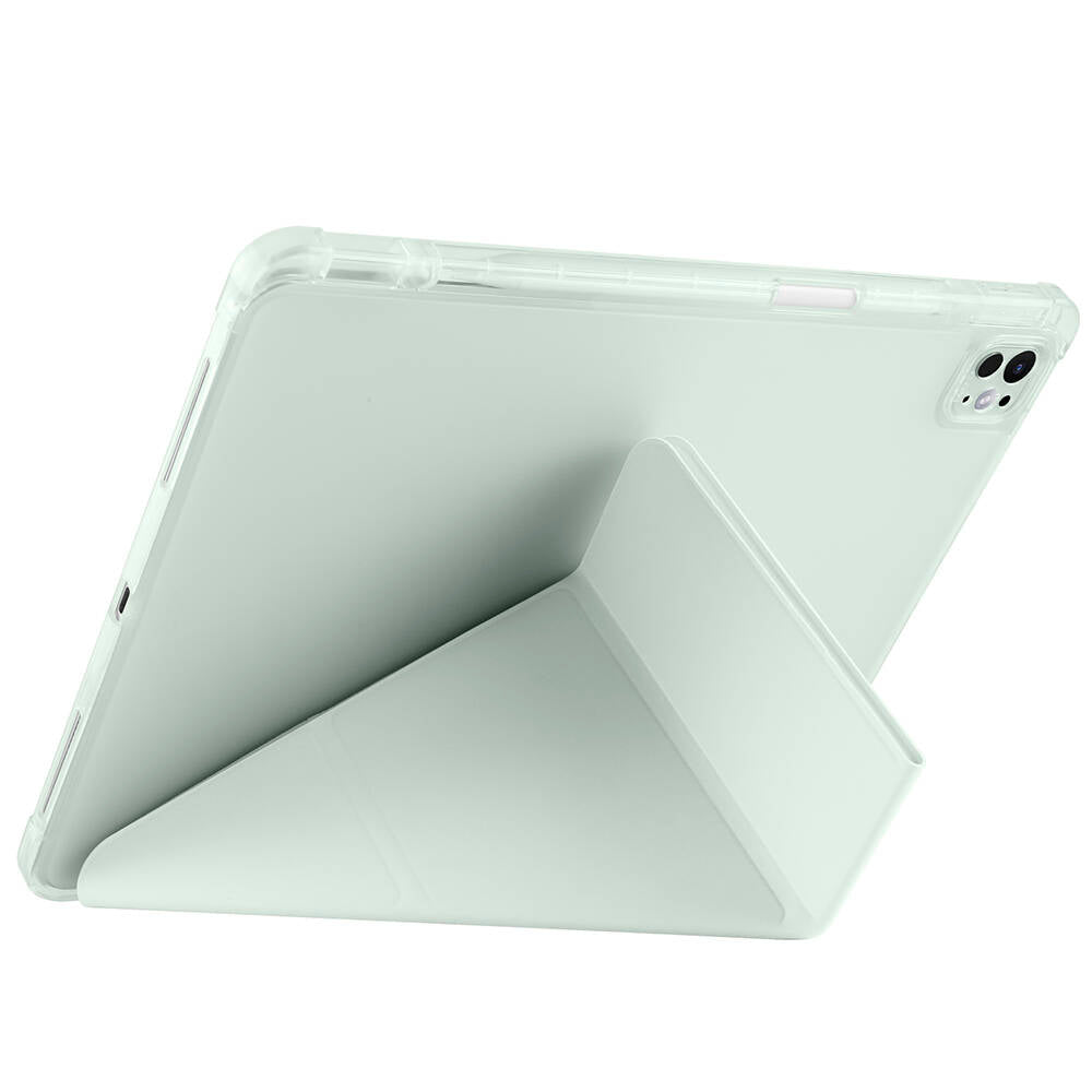 Apple iPad Pro 13 2025 M5 Kılıf Zore Tri Folding Kalem Bölmeli Standlı Kılıf Koyu Yeşil