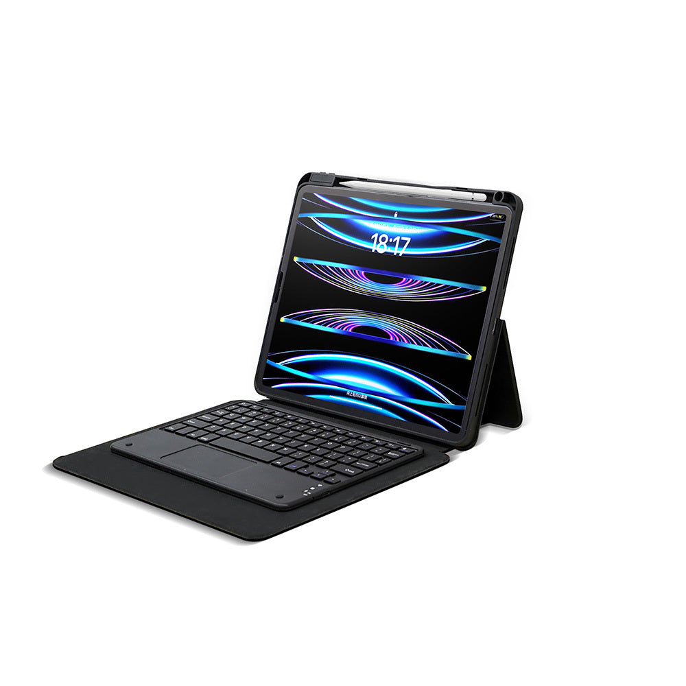 Apple iPad Pro 13 2025 M5 Zore Border Keyboard Bluetooh Bağlantılı Standlı Klavyeli Tablet Kılıfı Siyah