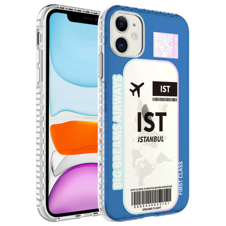 Apple iPhone 11 Kılıf Airbag Kenarlı Renkli Desenli Silikon Zore Elegans Kapak NO4