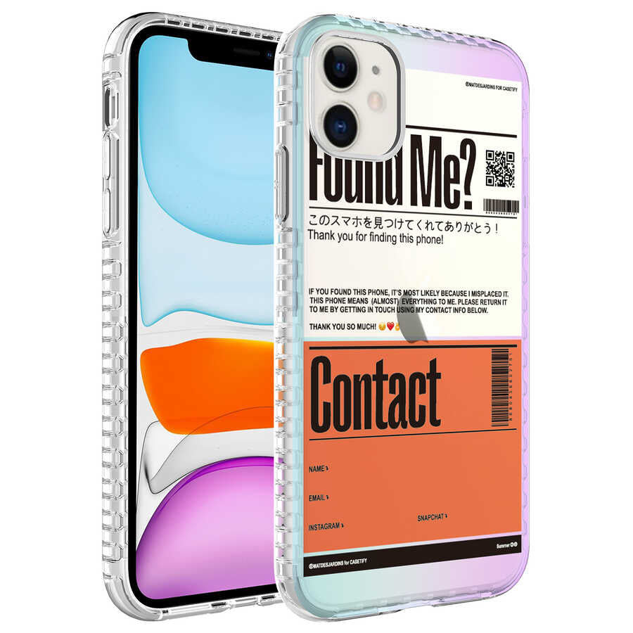 Apple iPhone 11 Kılıf Airbag Kenarlı Renkli Desenli Silikon Zore Elegans Kapak NO6