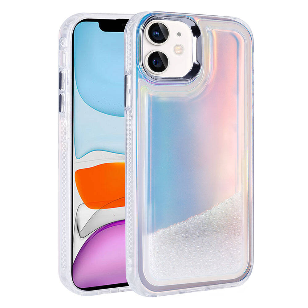 Apple iPhone 11 Kılıf Airbagli Renkli Arka Yüzey Boncuk Tasarımlı Zore Kumul Kapak Pembe