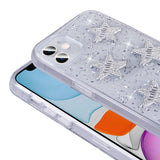 Apple iPhone 11 Kılıf Airbagli Simli Arka Yüzey Zore Işıltı Silikon Kapak Beyaz-Yıldız