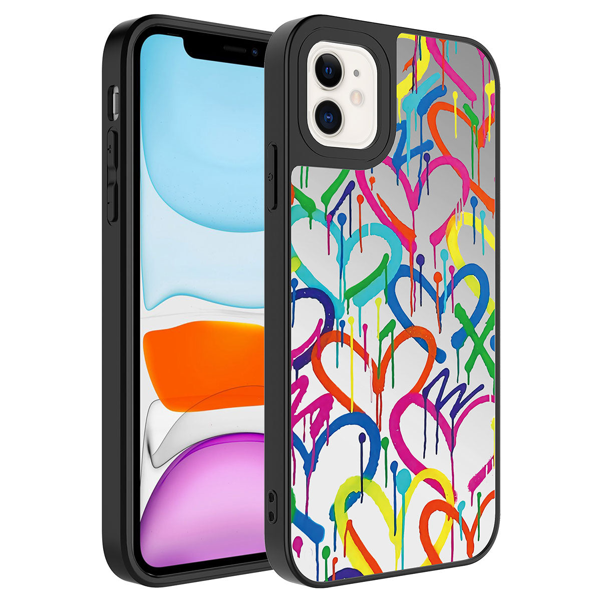 Apple iPhone 11 Kılıf Aynalı Desenli Kamera Korumalı Parlak Zore Mirror Kapak Kalp