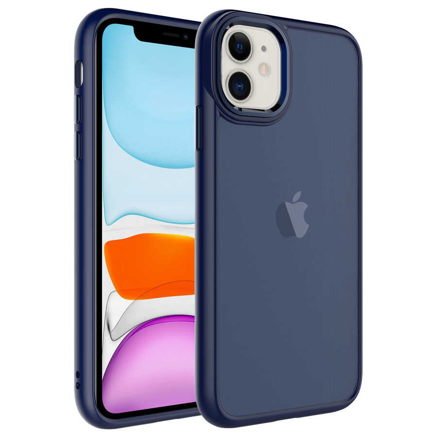 Apple iPhone 11 Kılıf Buzlu Sert PC Zore May Kapak Lacivert