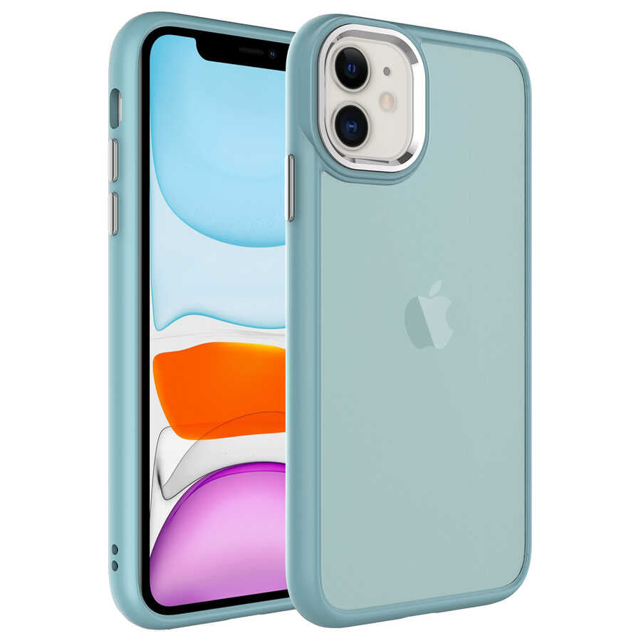 Apple iPhone 11 Kılıf Buzlu Sert PC Zore May Kapak Mavi