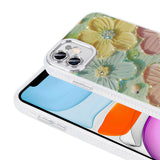 Apple iPhone 11 Kılıf Çiçek Desenli Parlak Taşlı Sert Silikon Zore Garden Kapak Pembe Açık