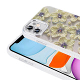 Apple iPhone 11 Kılıf Çiçek Desenli Parlak Taşlı Sert Silikon Zore Garden Kapak Pembe Açık