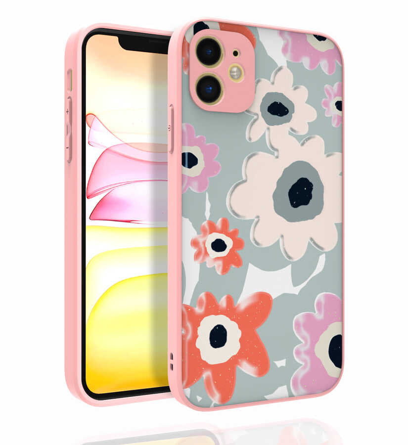 Apple iPhone 11 Kılıf Desenli Kamera Korumalı Parlak Zore Nora Kapak NO5