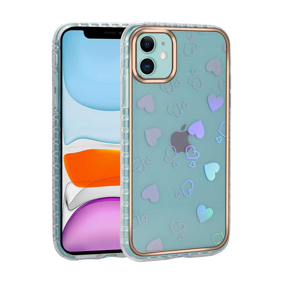 Apple iPhone 11 Kılıf Desenli Parlayan Transparan Zore Avva Kapak NO3