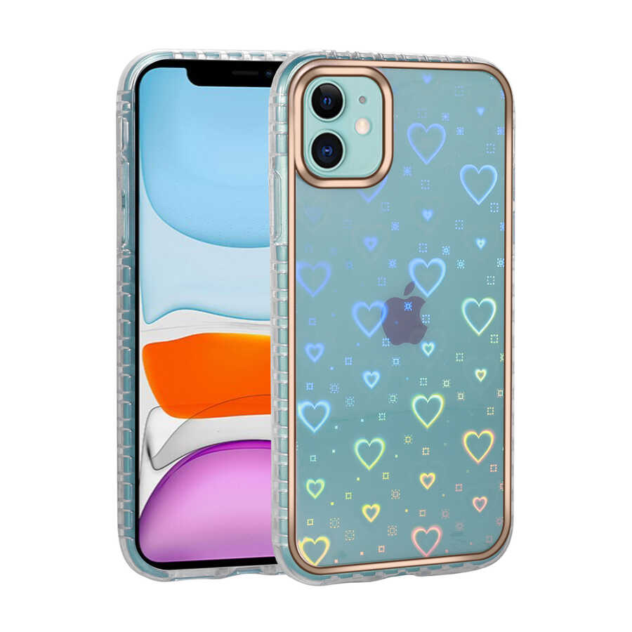 Apple iPhone 11 Kılıf Desenli Parlayan Transparan Zore Avva Kapak NO4