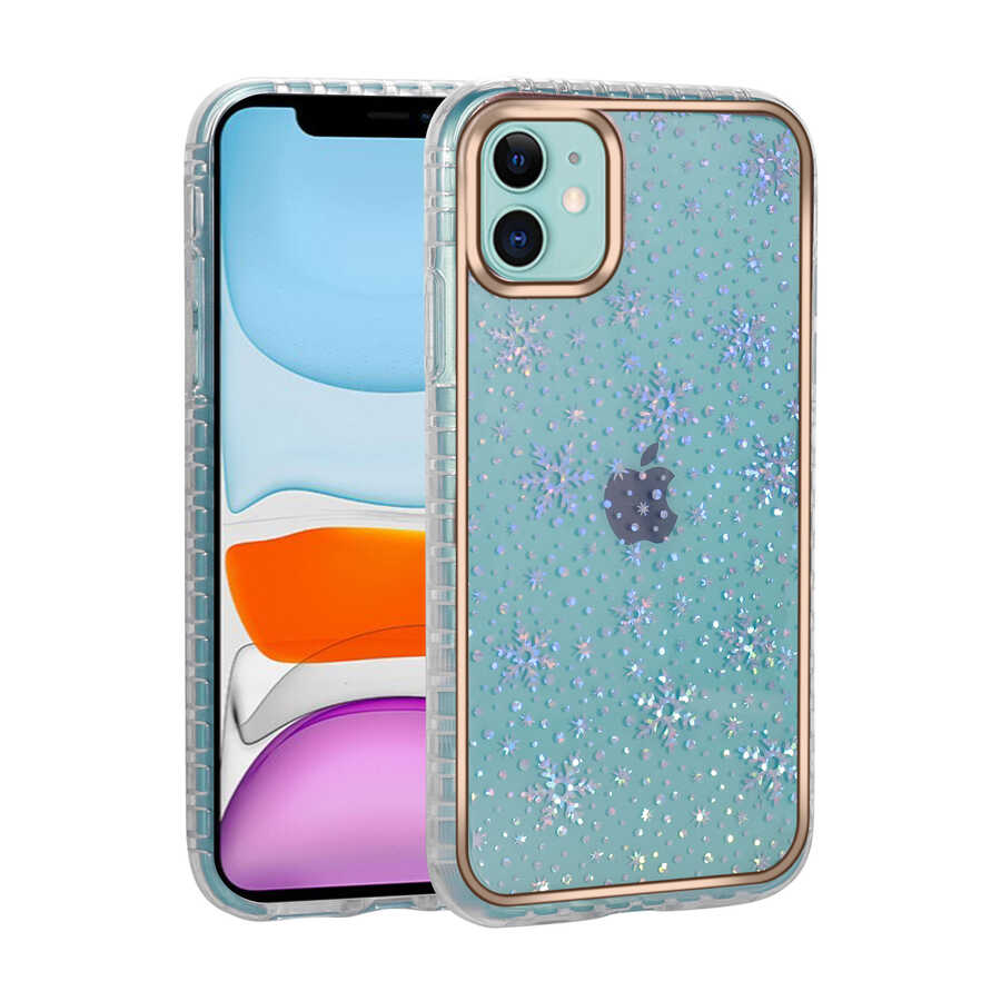 Apple iPhone 11 Kılıf Desenli Parlayan Transparan Zore Avva Kapak NO13