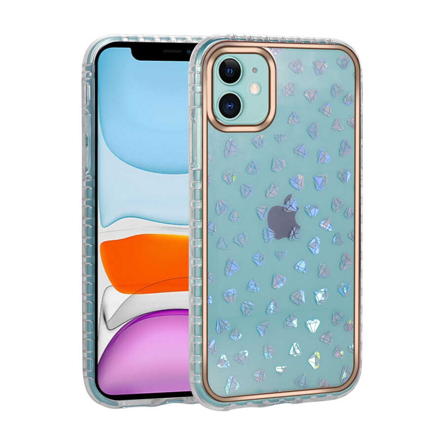 Apple iPhone 11 Kılıf Desenli Parlayan Transparan Zore Avva Kapak NO10