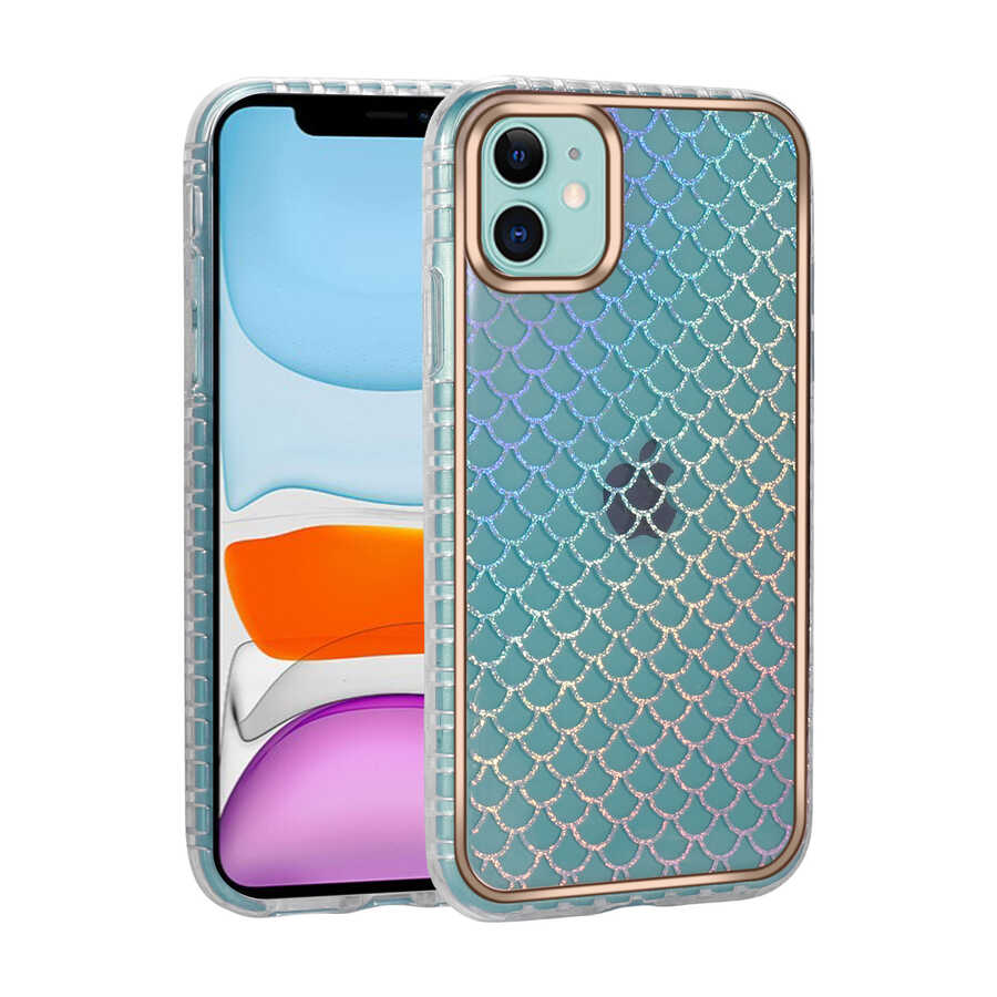 Apple iPhone 11 Kılıf Desenli Parlayan Transparan Zore Avva Kapak NO9