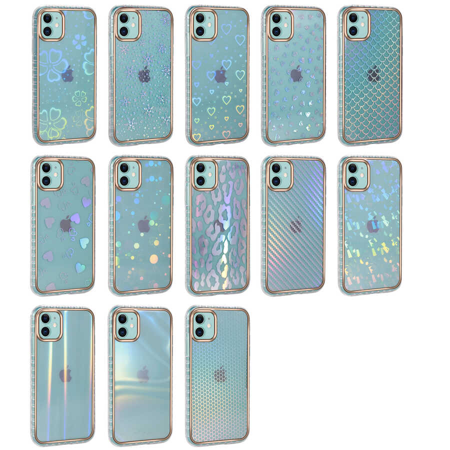 Apple iPhone 11 Kılıf Desenli Parlayan Transparan Zore Avva Kapak NO1