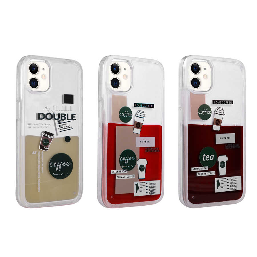 Apple iPhone 11 Kılıf Desenli Sıvılı Zore Drink Silikon Kapak NO1